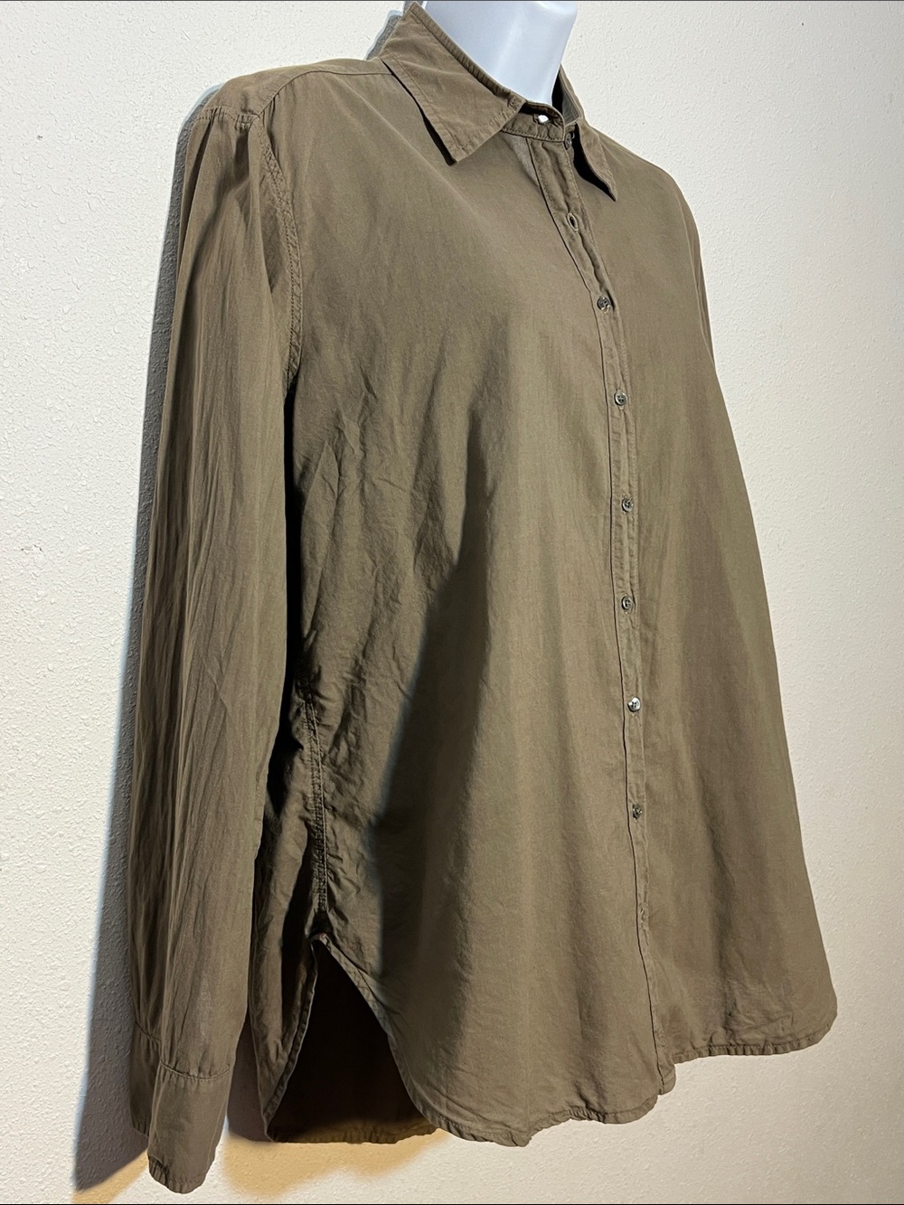Xirena Classic Olive Long-Sleeve Button-Down Shirt Size Small